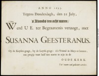 Begrafenisbericht Susanna Geesteranus (1695)